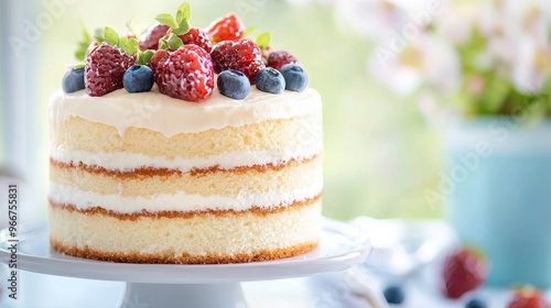 A delicious light and fluffy angel food cake. 