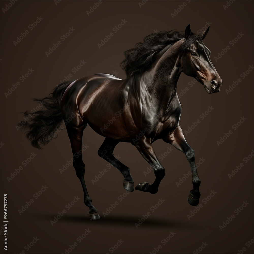 Fototapeta premium Dynamic Running Horse on Dark Background