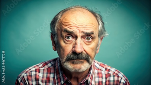 Lonely, quirky uncle with a look of curiosity on his face, curious, uncle, isolated, vintage, retro, man, mysterious, aloof photo