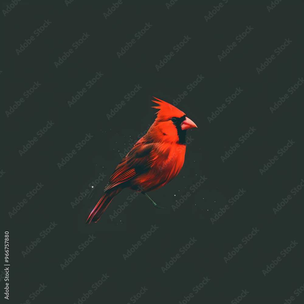 Fototapeta premium Red Cardinal Bird on a Dark Background 