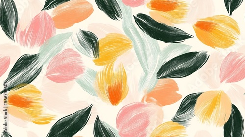 Watercolor Tulip Whispers: A seamless pattern of delicate, painterly tulips in a spring-inspired palette. 