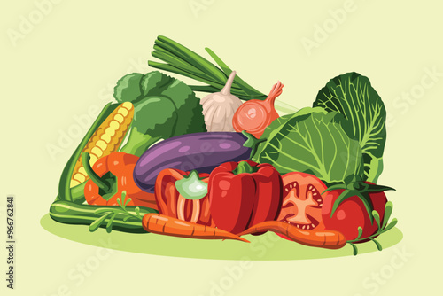 Pile of Various Vegetables Vector