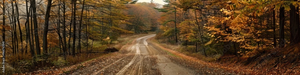 Obraz premium Journeying Through Forests: An Adventurous Traveler on the Open Road