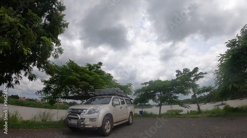 Timelapse at the Mun River, Sisaket Province, Thailand photo