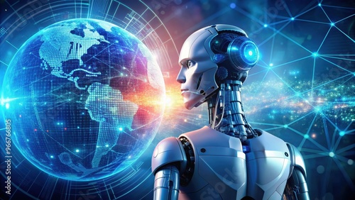 Artificial Intelligence technology in a futuristic digital world , AI