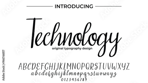 Technology Font Stylish brush painted an uppercase vector letters, alphabet, typeface