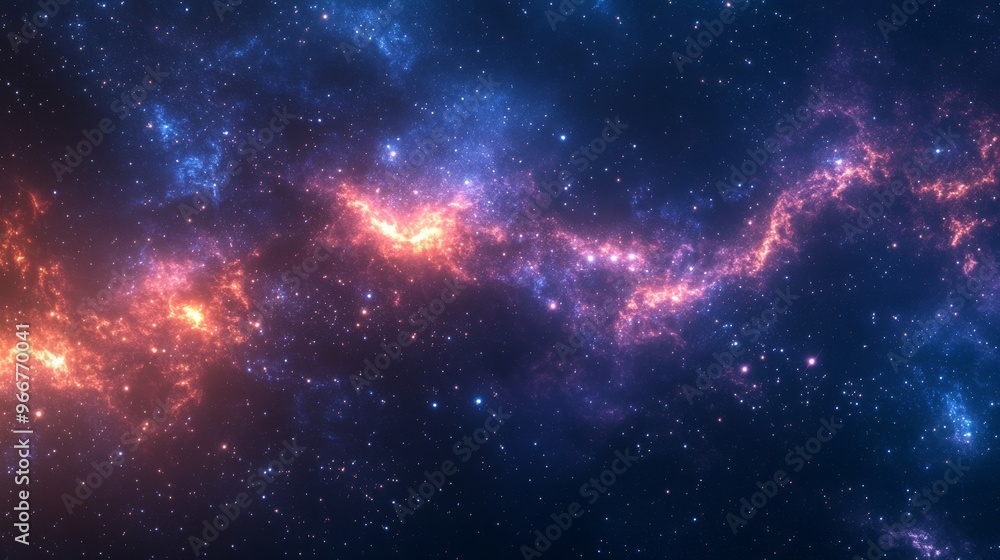 Fototapeta premium A cosmic nebula with glowing gas and scattered stars.