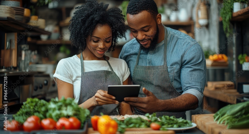 Couple Cooking Together in the Kitchen Couple Cooking Together in the Kitchen