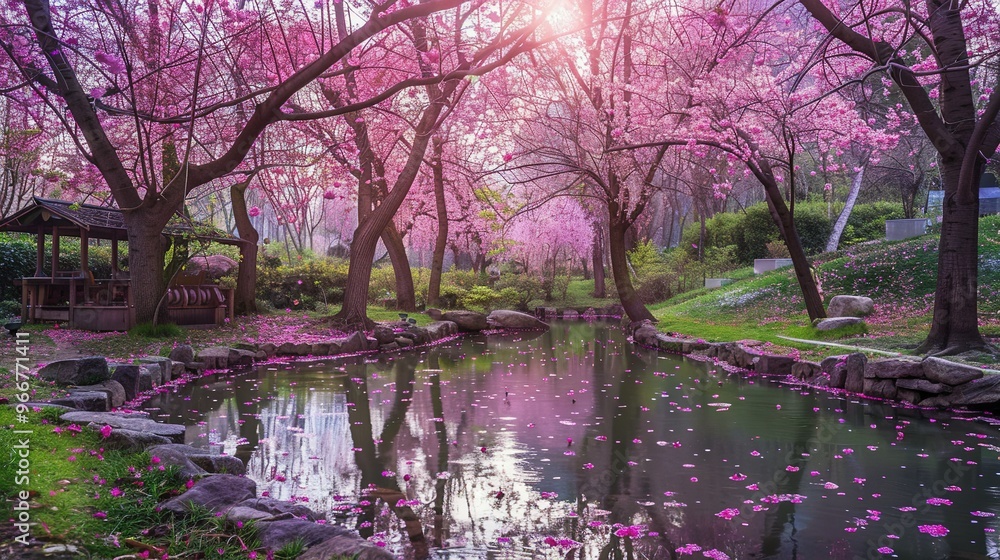 Tranquil Cherry Blossom Garden – Created Using Generative AI Tranquil Cherry Blossom Garden – Created Using Generative AI