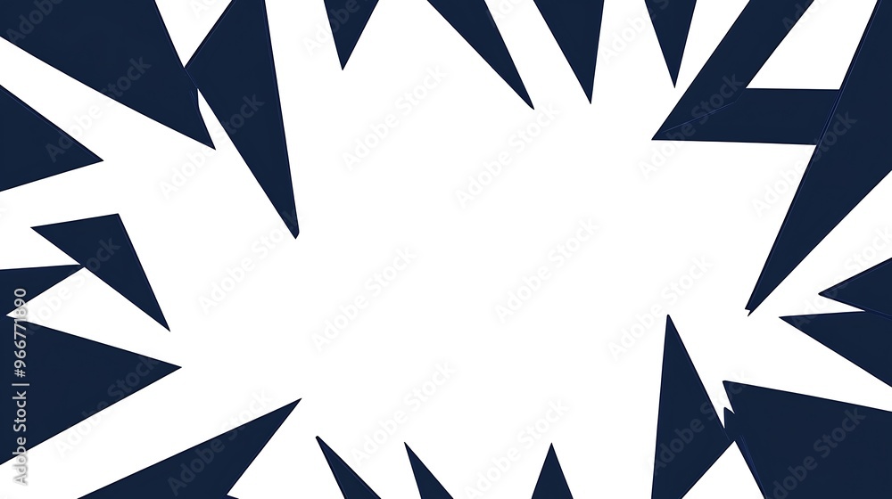 Abstract Navy Blue Triangle Burst Frame on White Background Abstract Navy Blue Triangle Burst Frame on White Background