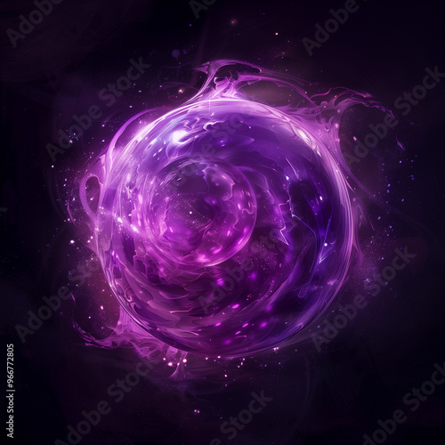 Spiraling Purple Energy Orb with Cosmic Glow 