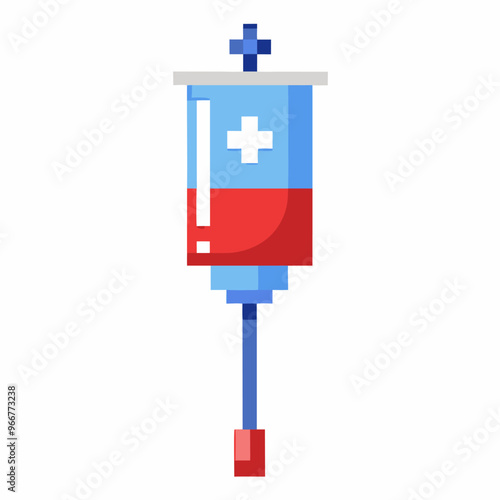 Pixel Art Medical IV Drip  Modern Healthcare Symbol in Digital Style