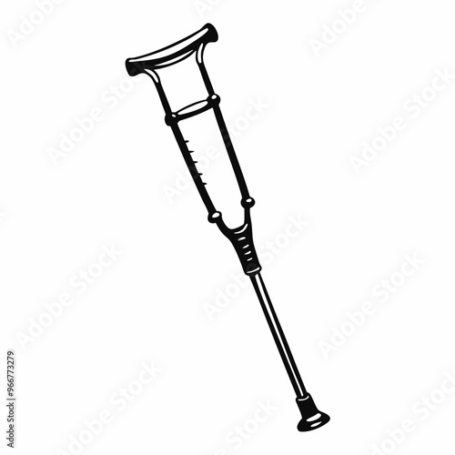 Hand Drawn Illustration of a Crutch  Medical and Mobility Aid