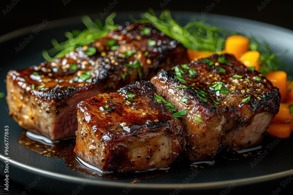 Grilled Steaks with Herbs and Orange Slices Grilled Steaks with Herbs and Orange Slices