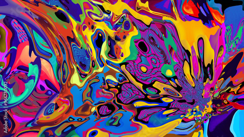 Psychedelic colorful abstract fluid and liquid background 