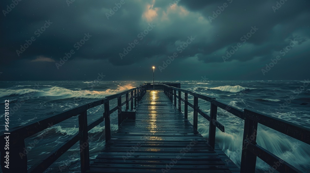Harbor During a Turbulent Night with Rough Waters Harbor During a Turbulent Night with Rough Waters