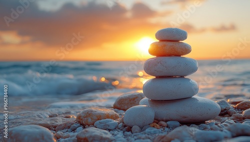 Zen Stones at Sunset