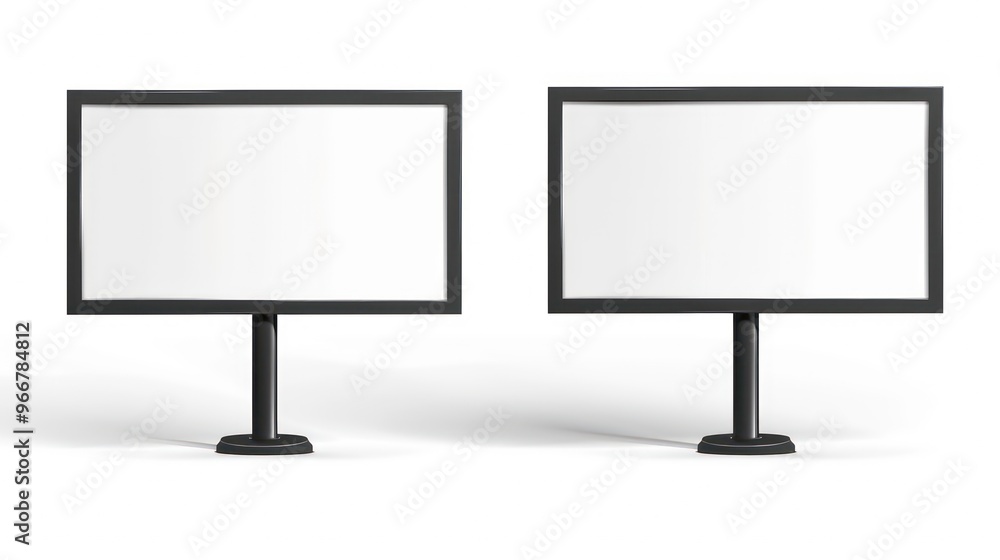 Two blank digital billboards isolated on white background. Two blank digital billboards isolated on white background.