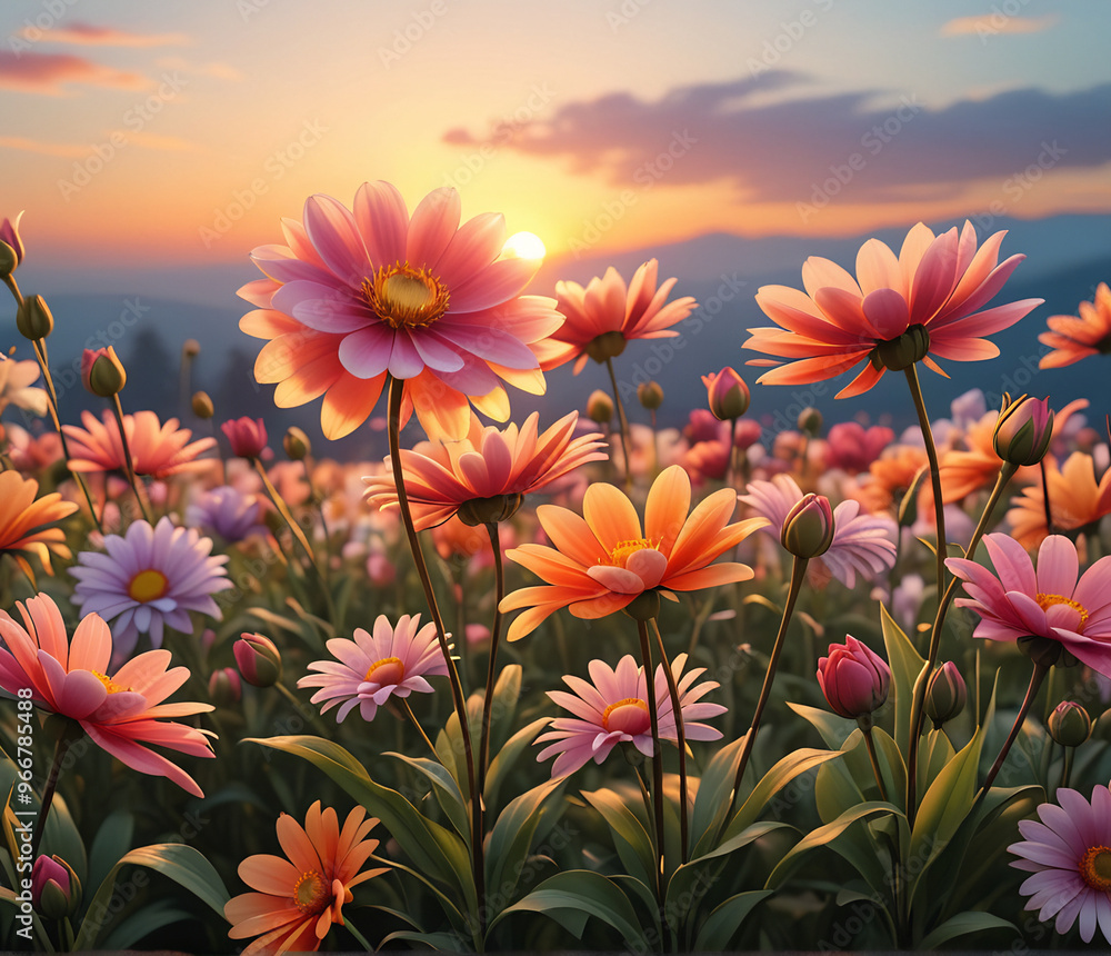 Beautiful flowers in the sunset Beautiful flowers in the sunset