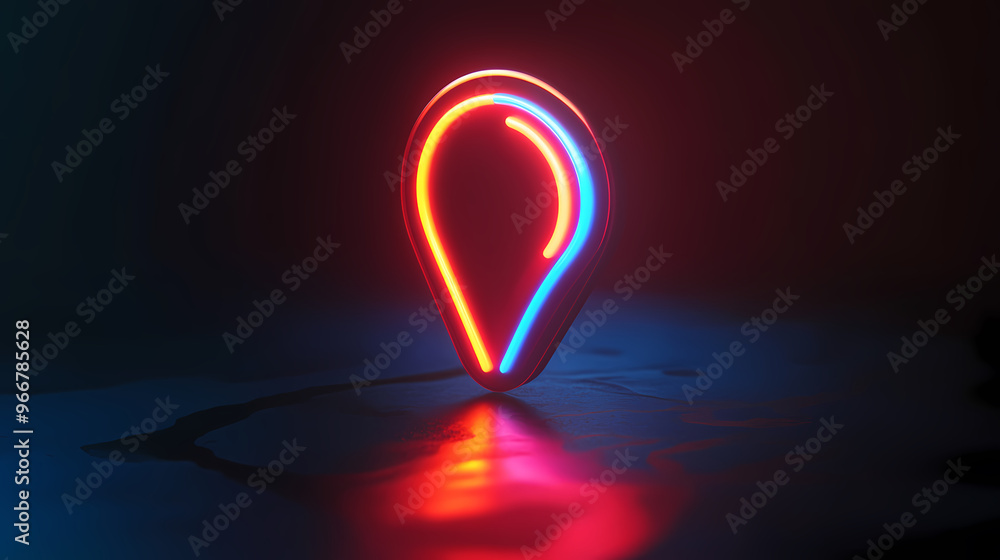 Neon location marker with tech feel Neon location marker with tech feel