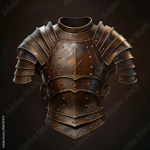 Bronze Medieval Chestplate Armor with Layered Shoulder Plates 