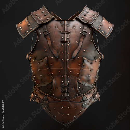 Medieval Leather Chestplate Armor with Studded Rivets and Straps 