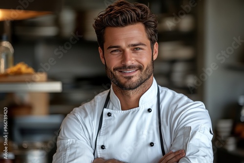 Smiling Chef in Kitchen