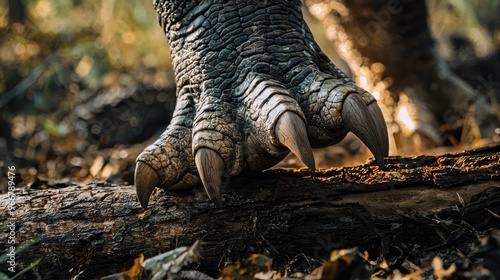 Close Up of a Dragon s Claw on a Log photo