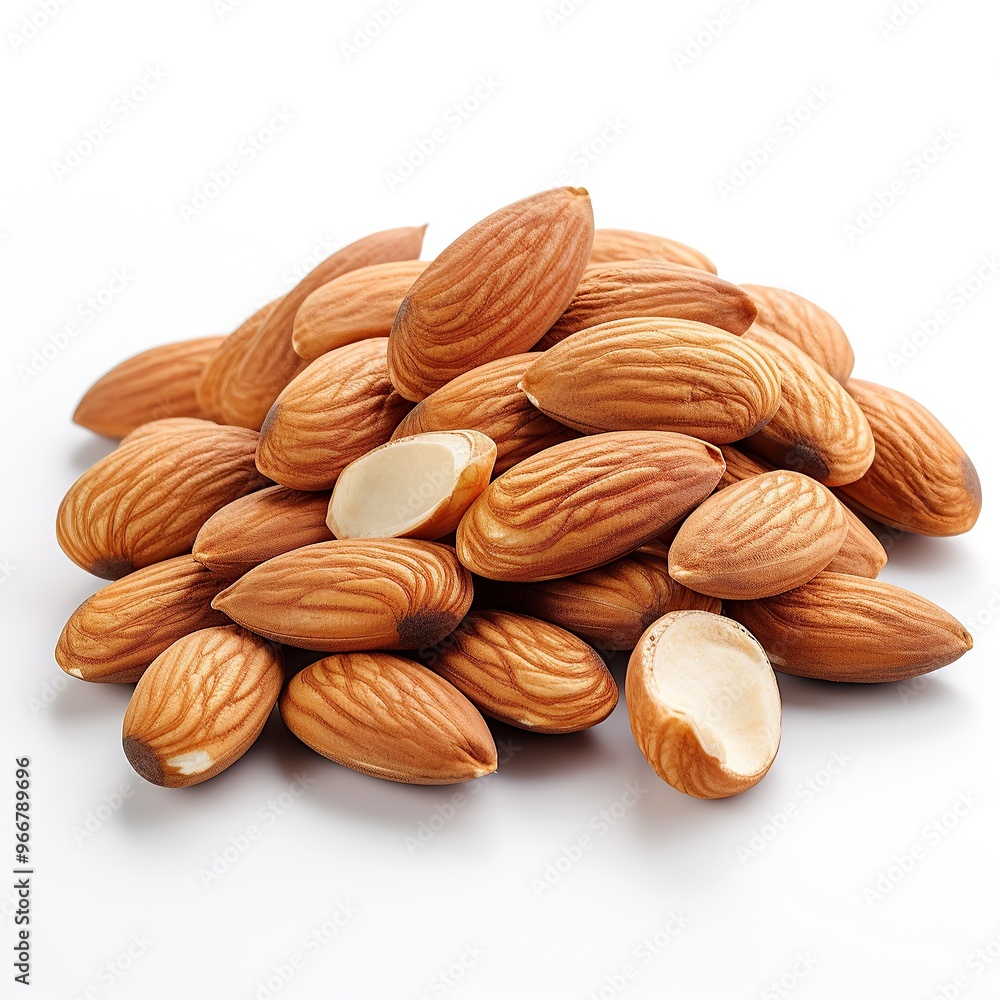 Pile of Almonds on White Background Pile of Almonds on White Background