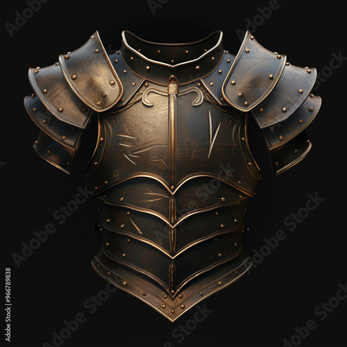 Medieval chestplate with riveted shoulder armor and reinforced plates 