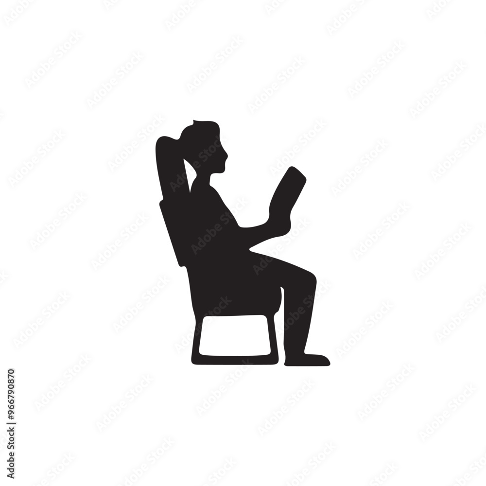 Fototapeta premium silhouette of a person sitting on a chair. person sitting on chair