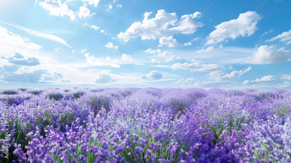 Fresh lavender field under a blue sky, lavender field, floral freshness Fresh lavender field under a blue sky, lavender field, floral freshness