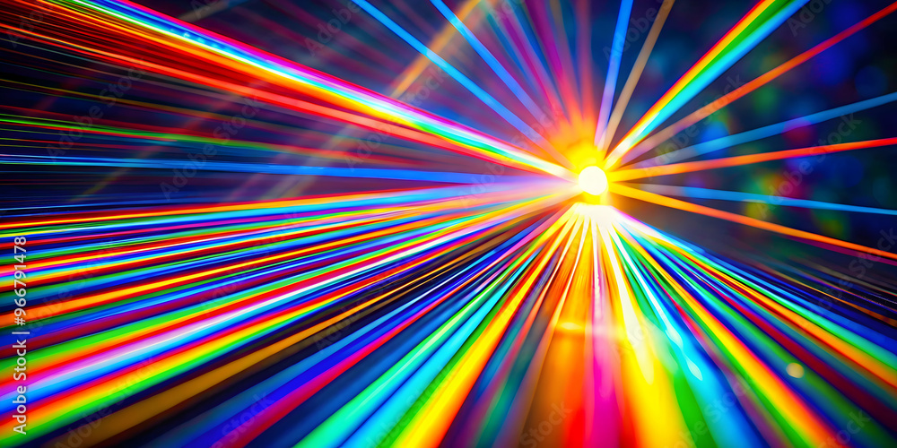 Rainbow Light Burst: A vibrant abstract background with a burst of light in a rainbow spectrum, creating a sense of energy, speed and dynamism. Rainbow Light Burst: A vibrant abstract background with a burst of light in a rainbow spectrum, creating a sense of energy, speed and dynamism.