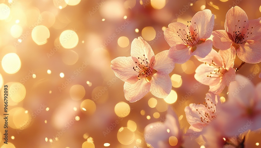 Delicate Pink Blossoms in Golden Light Delicate Pink Blossoms in Golden Light