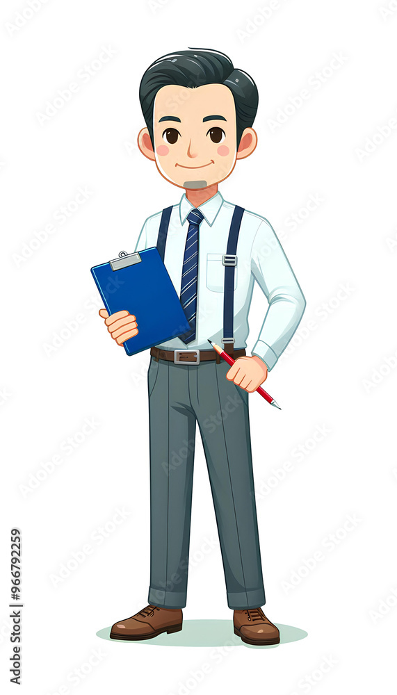 Smiling businessman in suit holding a clipboard in his hand Smiling businessman in suit holding a clipboard in his hand