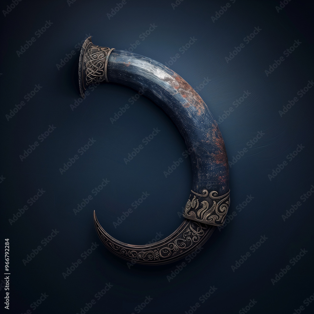 Decorative Horn with Intricate Design and Dark Texture
Decorative Horn with Intricate Design and Dark Texture