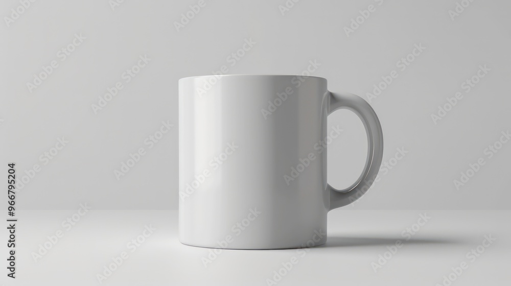 A plain white ceramic mug with a handle, isolated on a white background. A plain white ceramic mug with a handle, isolated on a white background.