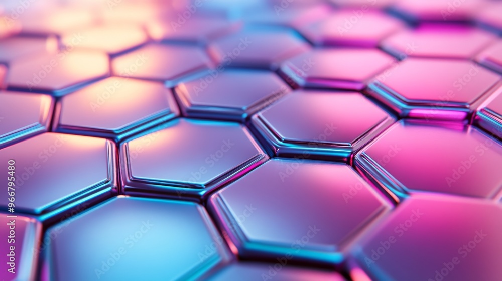 Abstract Hexagonal Pattern with Neon Color Gradient