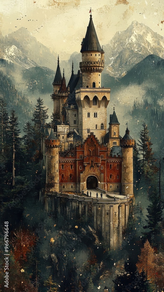 Textured pattern style castle with layered textures and rich details. Textured pattern style castle with layered textures and rich details.