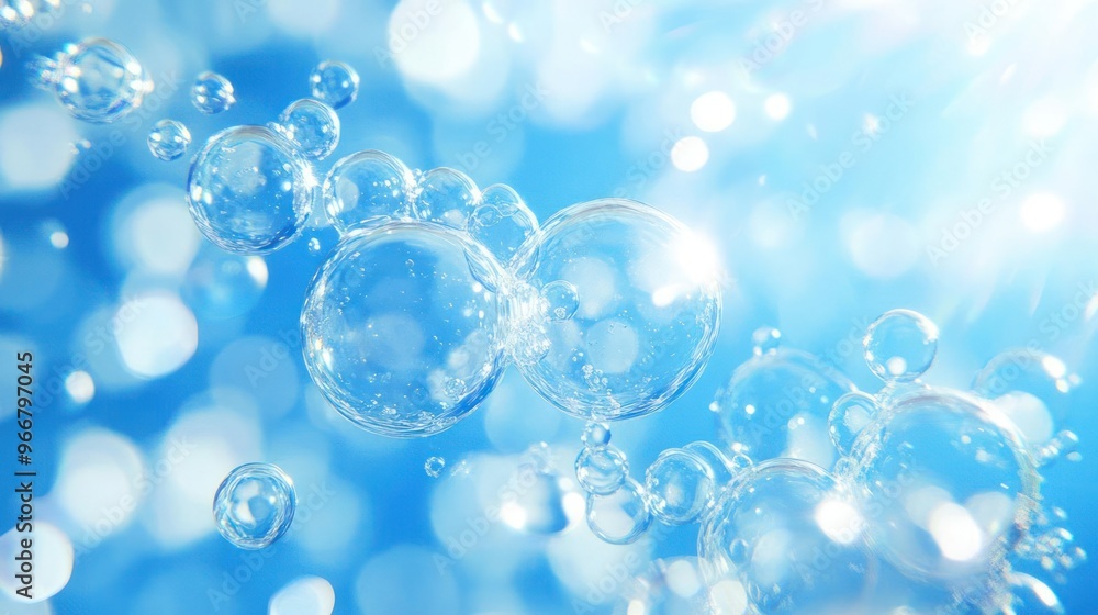 A close-up photo of small bubbles forming under the surface of a clear liquid, A close-up photo of small bubbles forming under the surface of a clear liquid,