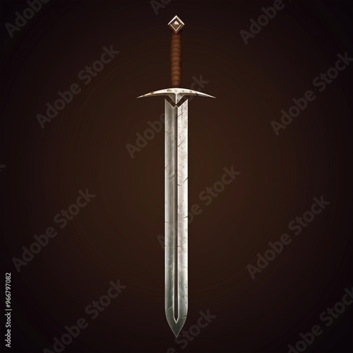 Shiny Medieval Sword with Leather Wrapped Handle
