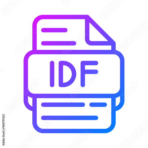 Idf document format file type icon. database gradient icons for digital Use. vector illustration.