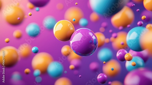 Colorful Abstract 3D Spheres Floating in a Vibrant Gradient Background