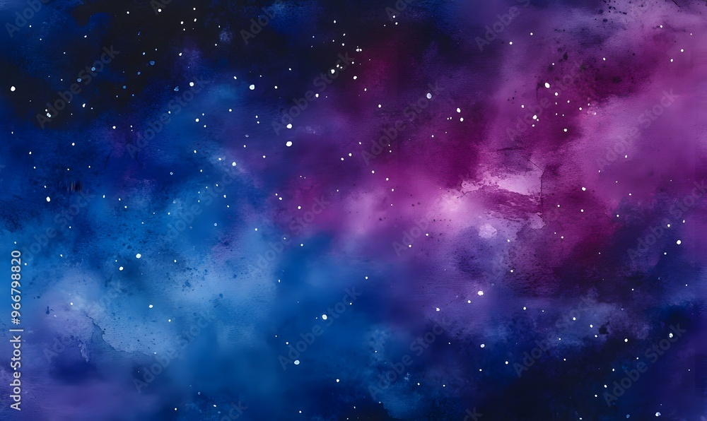 Naklejka premium watercolor background of dark blue and purple with white flecks