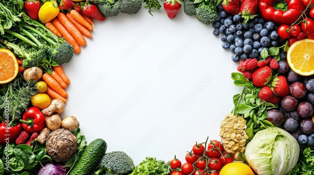 a circle with healthy food empty in the inside, a circle with healthy food empty in the inside,