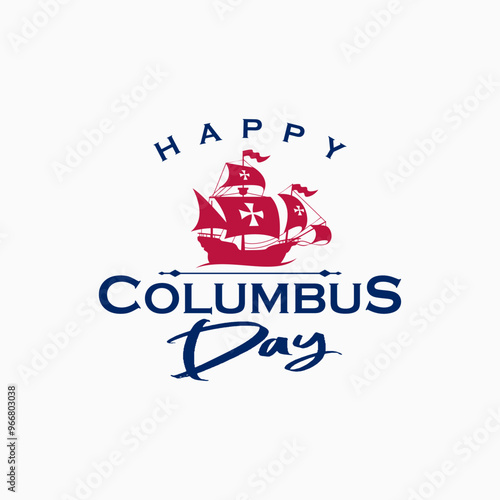 Happy Columbus day banner background in white