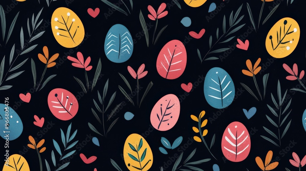 simple seamless doodle easter themed pattern, simple seamless doodle easter themed pattern,