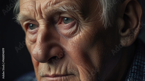 Close-up side of elderly American man suffering from dementia Alzheimer