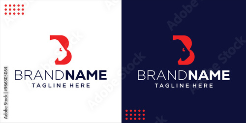 Creative Logo B Bison Negative Space, Design Inspiration, Illustration, Vector