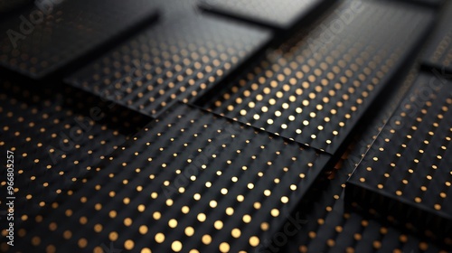 A close-up image of a circuit board with gold pins, showing intricate components.